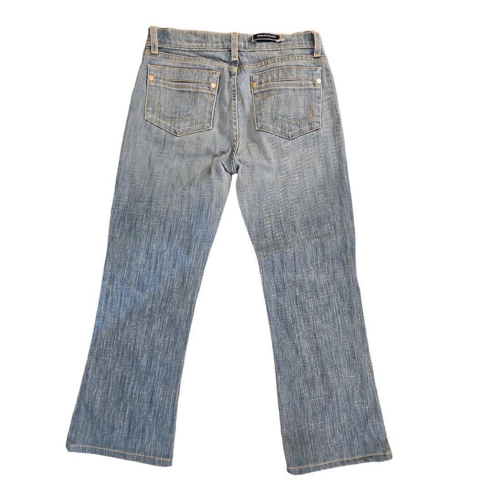 Women's vintage Y2K Mid-rise Jeans Straight 90's Light Denim Pants Blue boot cut - Picture 3 of 16